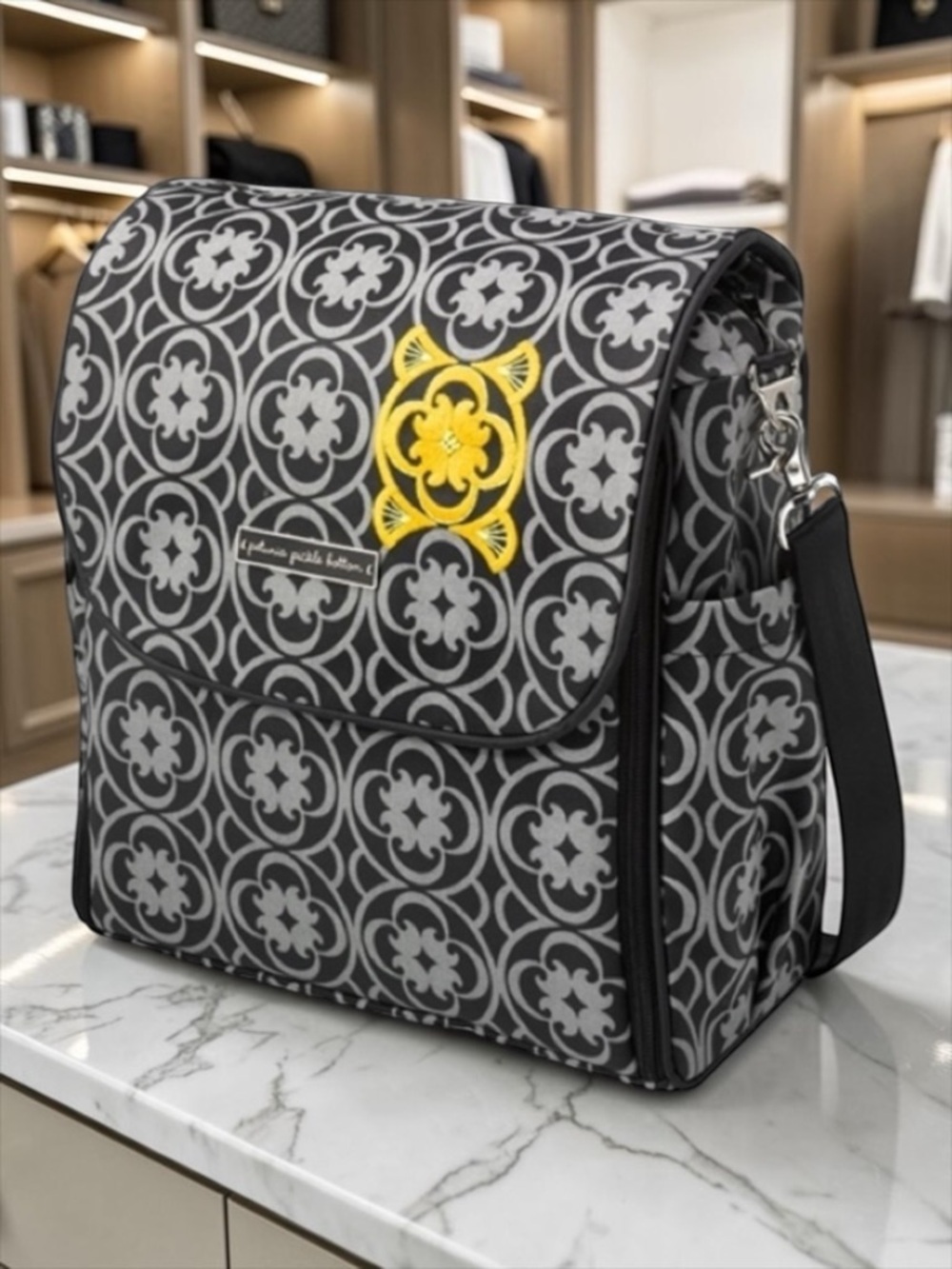 Petunia Pickle Bottom Diaper Bag - Chic Black Floral NWT Yellow Shoulder Bag